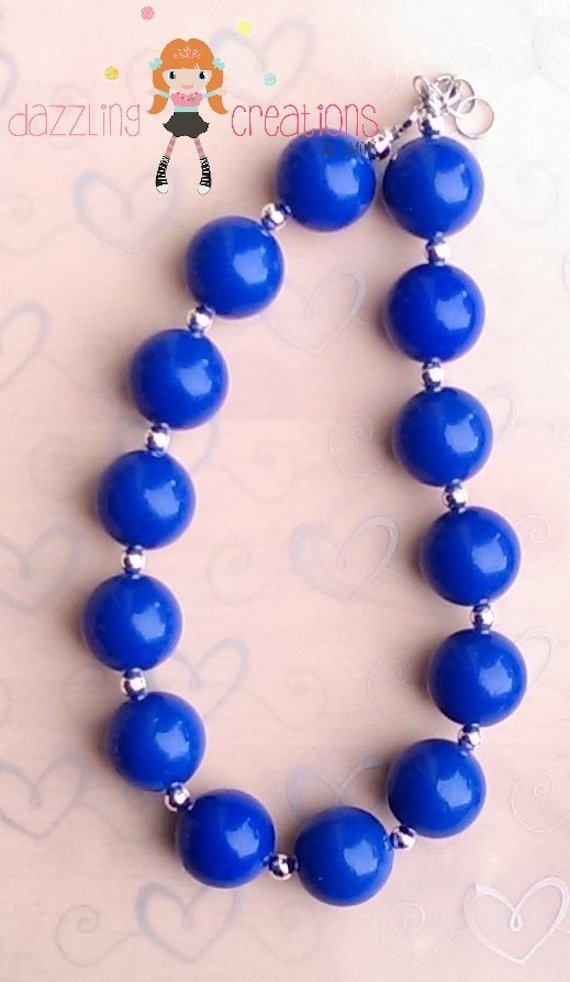 Coral Blue Green Pink Solid Chunky Necklaces Perfect Photo Props for Girls/Bubblegum Beads/Girls Jewelry