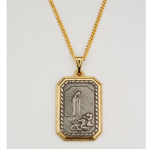 OUR LADY OF FATIMA MEDAL, GOLD PLATED CHAIN · Moises Collections