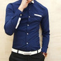 New Fashion Slim Long Sleeves Causal Shirts 907ASJ-CS28-43-White-4