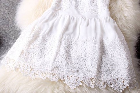 Lace hand-embroidered organza lace sleeveless dress tutu dress White