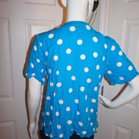 Vintage Chaus Blue/White Polka Dot Top Size S-M - Thumbnail 3