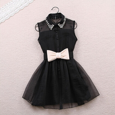 Fashion bow belt dress