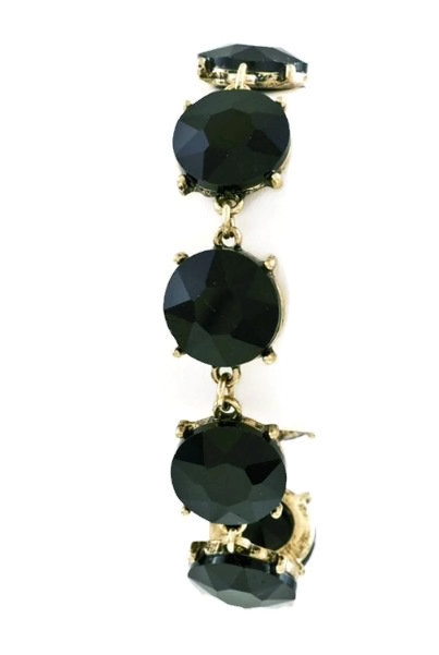 Jet Black Gem Link Bracelet 