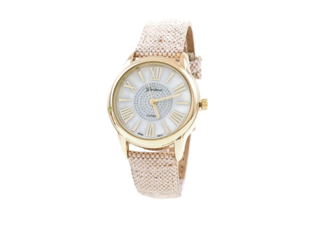 Perlor Strap pattern band with round glitter accent watch 