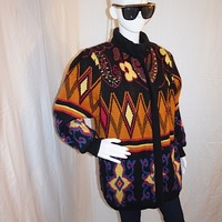 Vintage Aztec Print Coat,  Size 1X - Thumbnail 1