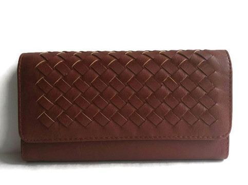 Brown Stitch Faux Leather wallet
