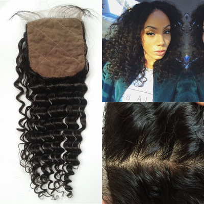 Deep wave silk base closure