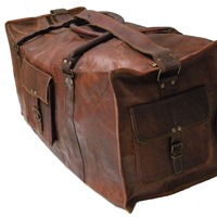 24x12x10" Leather bag Leather Square Duffle bag Gym bag Sport bag Cabin bag overnight Travel Bag Tote leather briefcase - Thumbnail 4