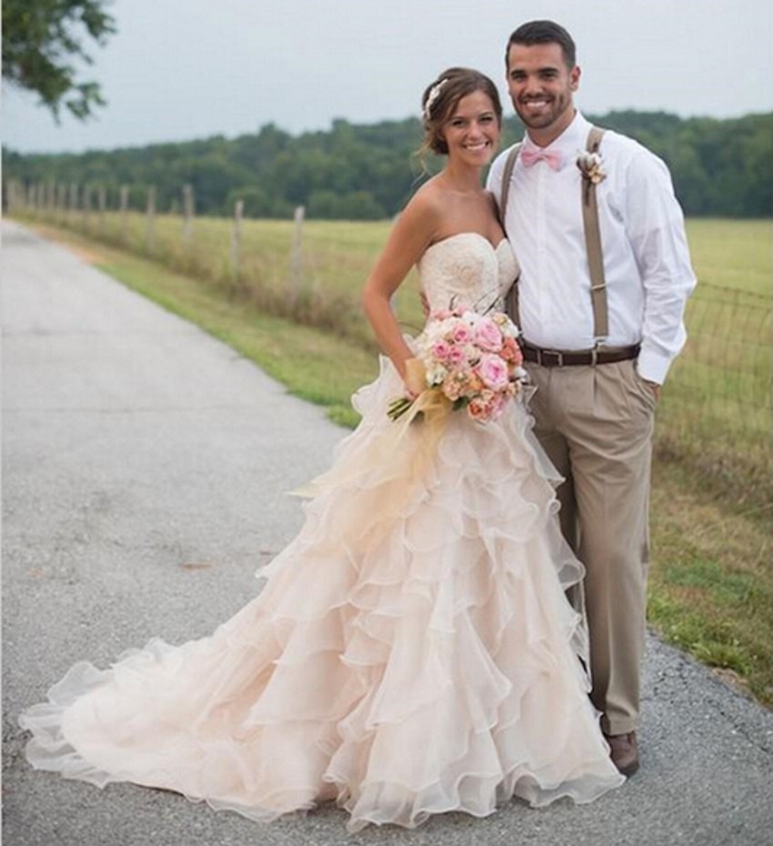 light pink wedding dresses simple