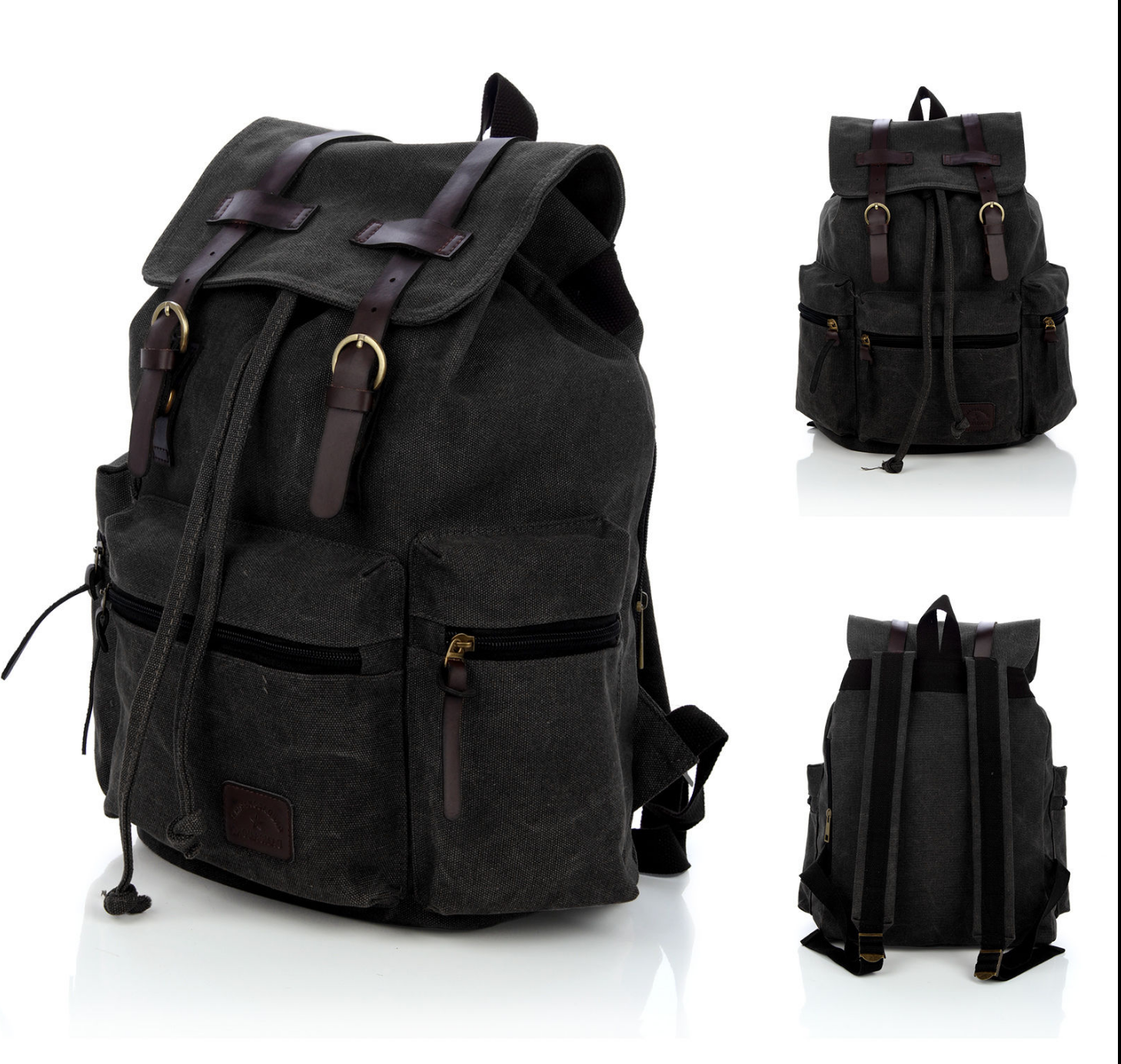 small black canvas backpack