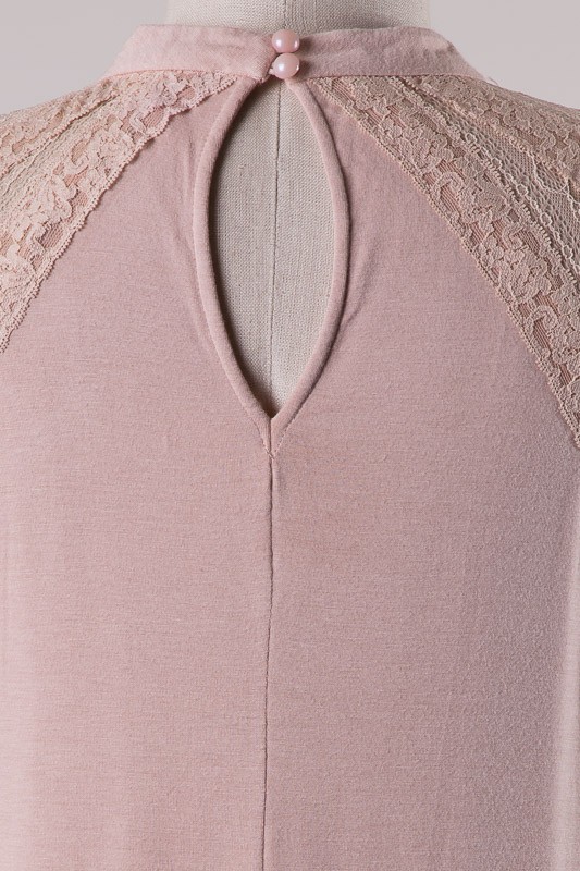 MOD MOCK NECK KEYHOLE WITH LACE INSET on Storenvy