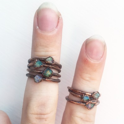 Dainty opal stacking ring