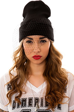 beanie with net veil