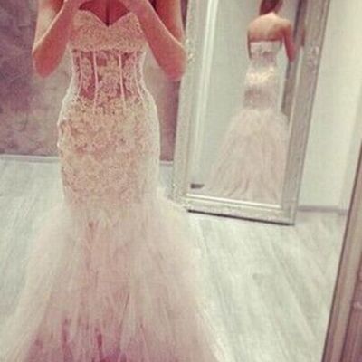 Wd19 sweetheart mermaid lace sleeveless wedding dresses,long wedding dress custom made wedding gown,