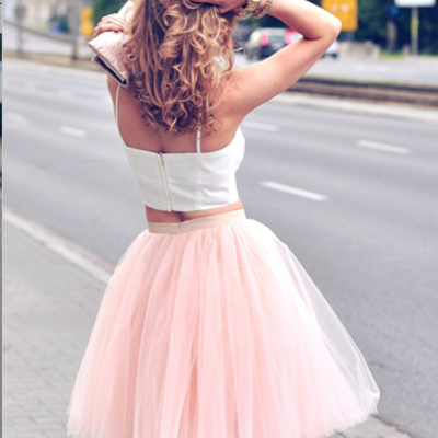 Two pieces tulle homecoming dress,short prom dresses,cocktail dress,homecoming dress,graduation dress,party dress,short homecoming dress f152