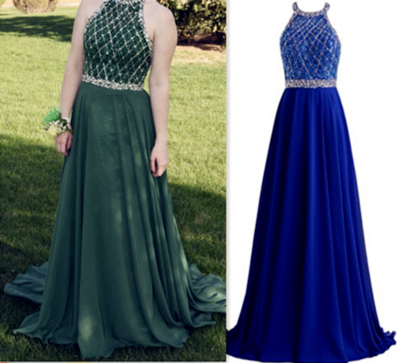 Halter A-Line Custom Made Long Prom Dress,Evening Dress,Charming Prom Dresses,BG137