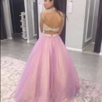 Two Pieces Beading Tulle Long Prom Dress,Evening Dress,Prom Dresses,BG196 - Thumbnail 2