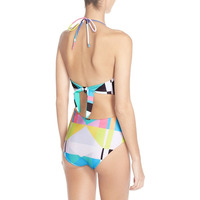 One Piece Multi-color Swimming Suit, Multi-color Bikini - Thumbnail 2