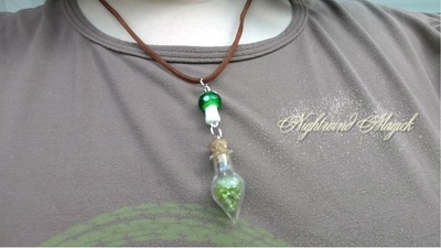 A Really Fungi (Mushroom bead/crystal bottle necklace)