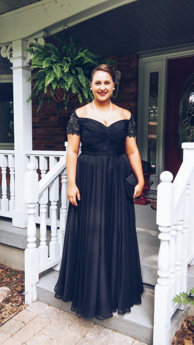 Plus size Black Chiffon Prom Dresses off Shoulder Women party Dresses