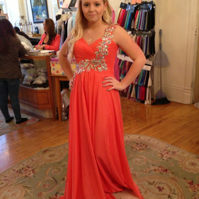 One shoulder long chiffon prom dresses floor length crystals women dresses - Thumbnail 3