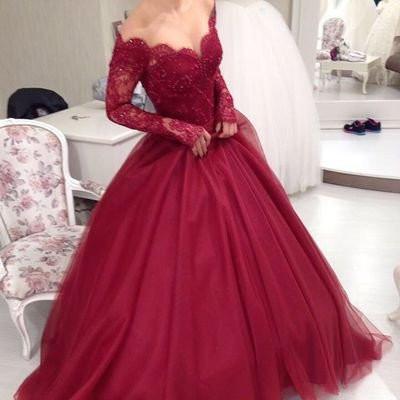 burgundy ball gown dress