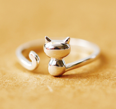 Cute S925 Sterling Silver Cat Ring
