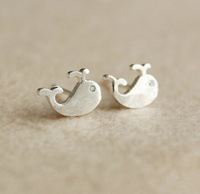Tiny Sterling Silver Whale Earrings