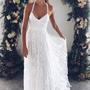 Princess White Lace Long Wedding Dress with Criss Back-2