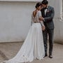 Vintage Two Piece Wedding Dress Bridal gown with Long Sleeves-1