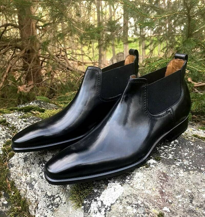black leather chelsea boots mens
