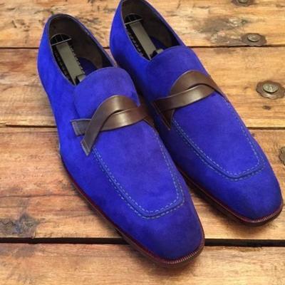 Royal blue loafer suede for adults handmade collection