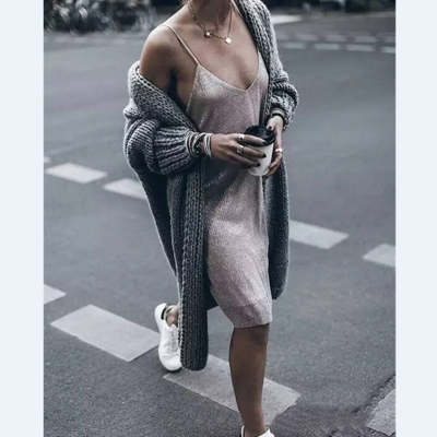 Casual long sleeve knitted cardigan jacket